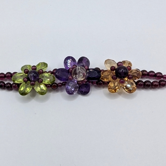 Floral Peridot Amethyst Garnet & Citrine Bracelet - Picture 3 of 5